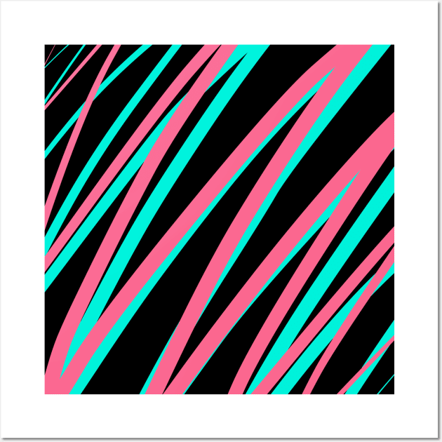 retro 80s design Pink and aqua on black Wall Art by IEatFanBoys